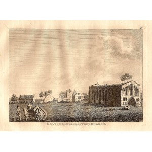 Gateshead Monastery Durham antique print 1784