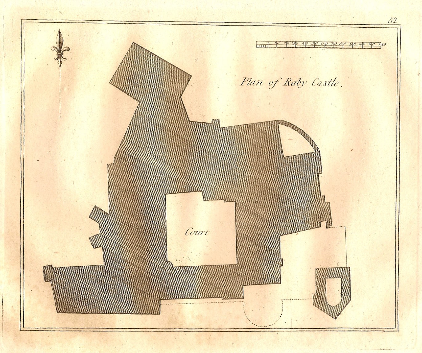 Raby Castle Durham antique plan