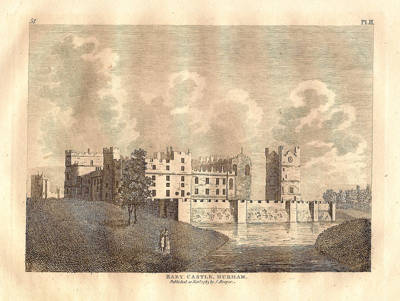 Raby Castle Durham antique print