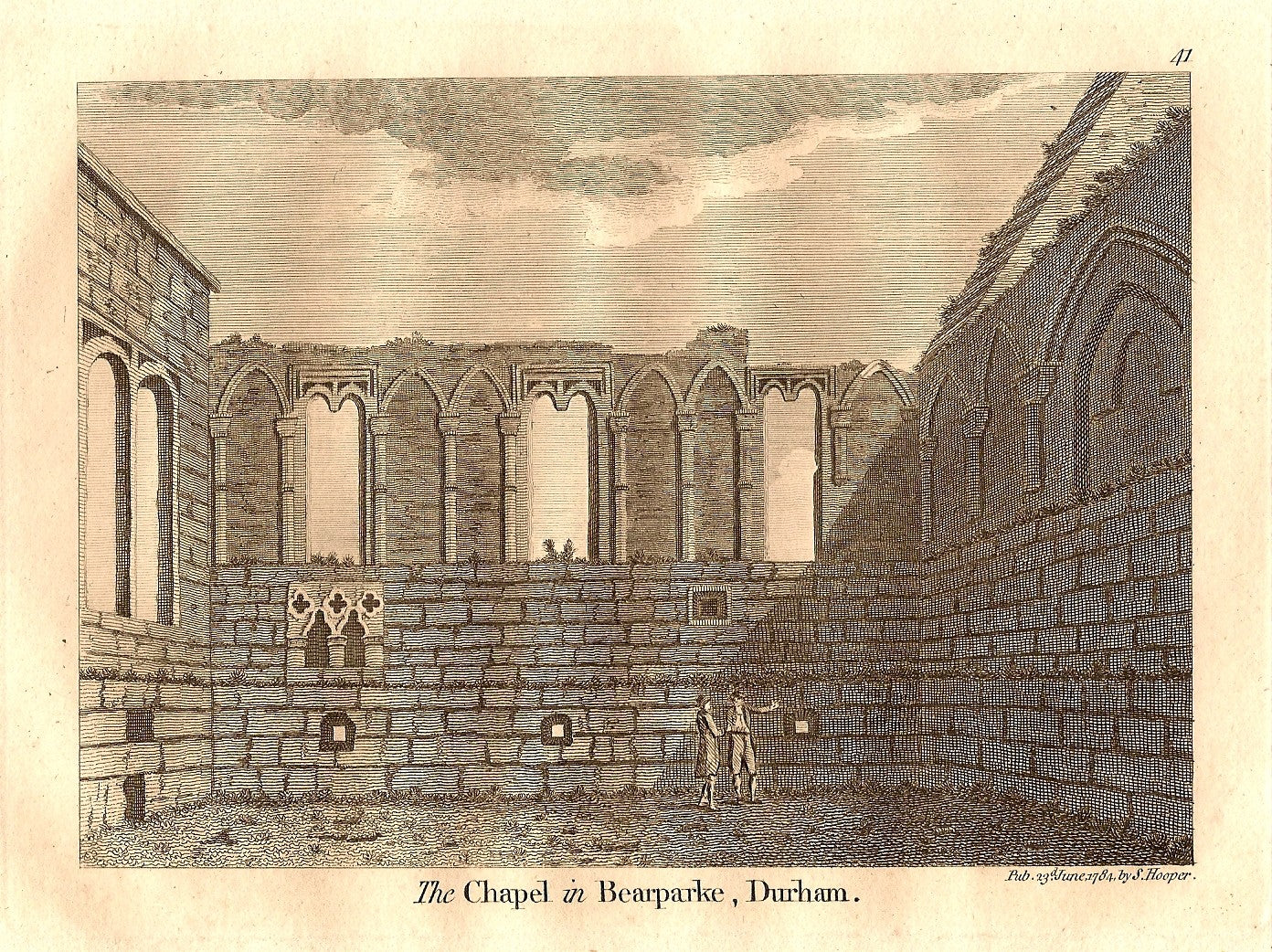 Bearpark Chapel County Durham antique print 1784