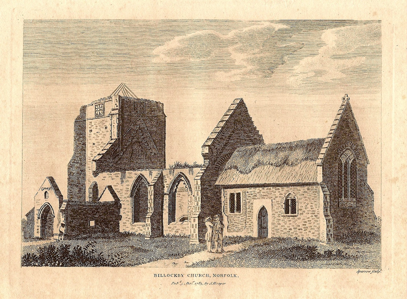 Billockby Church Norfolk antique print 1783