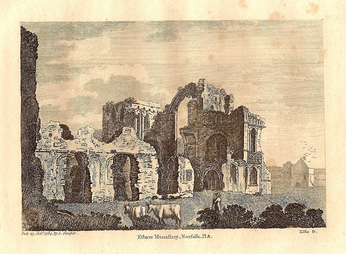 Castle Acre Priory Norfolk antique print
