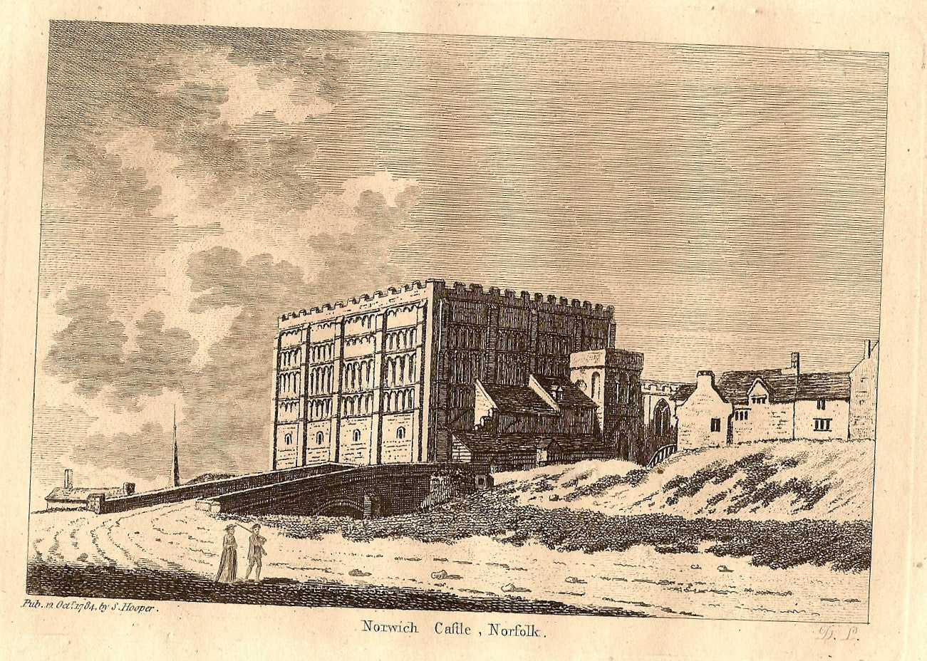 Norwich Castle Norfolk antique print 1784