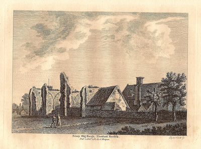 Thetford Priory Norfolk antique print 1784
