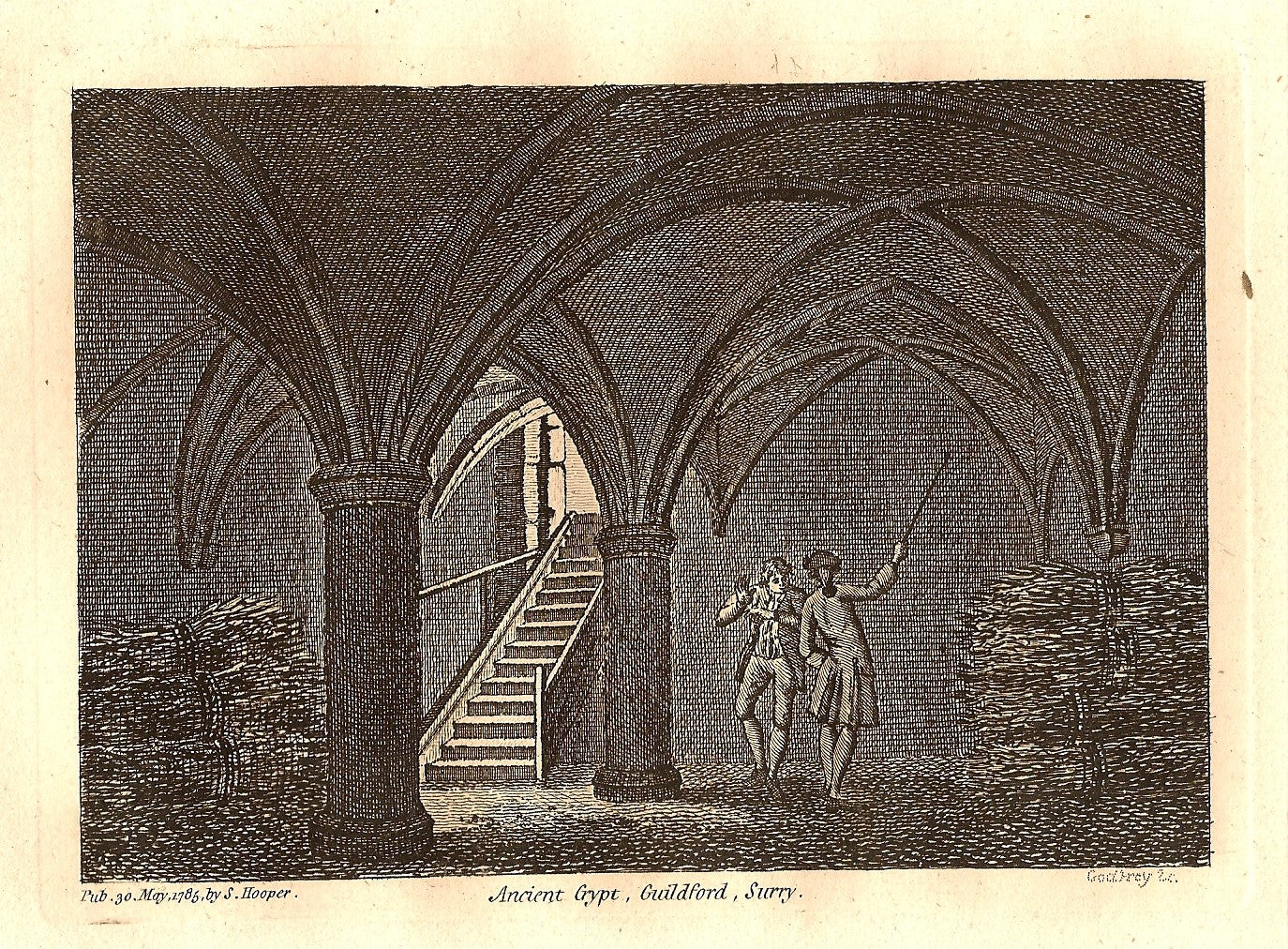 Guildford Surrey Ancient Crypt antique print 1785