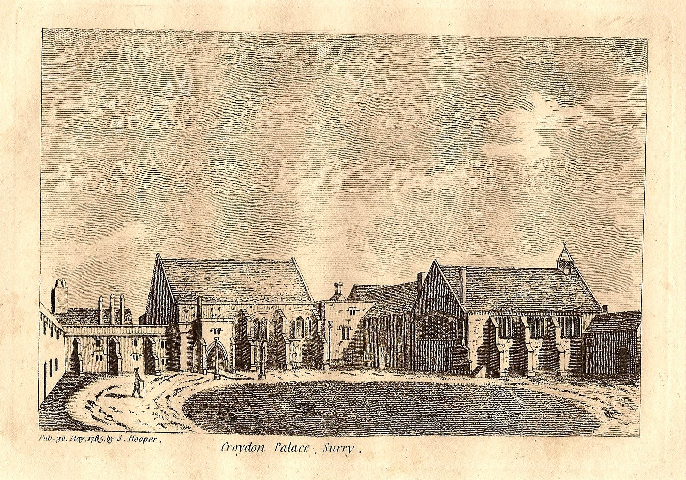 Croydon Palace Surrey guaranteed original antique print 1785