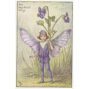 Dog-Violet Flower Fairy original vintage print