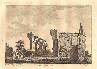 Newark Priory Surrey antique print