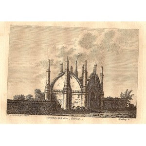 Erwerton Hall Gate Suffolk antique print 1785