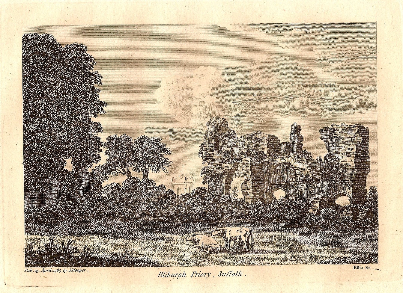 Blythburgh Priory Suffolk antique print 1785