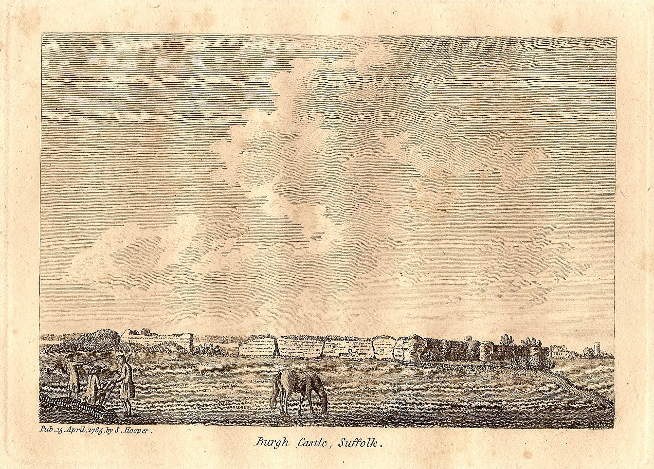 Burgh Castle Suffolk antique print