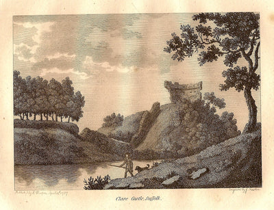 Clare Castle Suffolk antique print