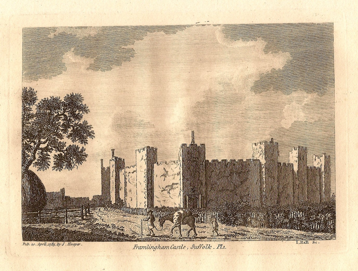 Framlingham Castle Suffolk antique print 1785