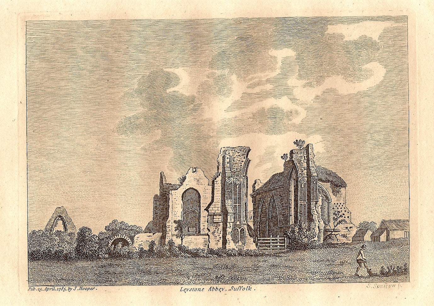 Leiston Abbey Suffolk antique print