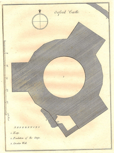 Orford Castle Plan Suffolk antique print
