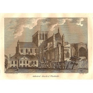 Winchester Cathedral Hampshire antique print