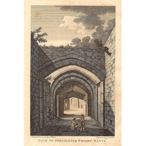 Portchester Priory Hampshire antique print