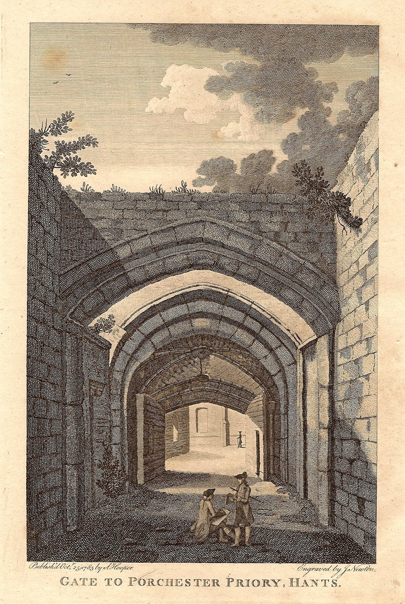 Portchester Priory Hampshire antique print