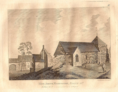 Hyde Abbey Winchester Hampshire antique print 1784