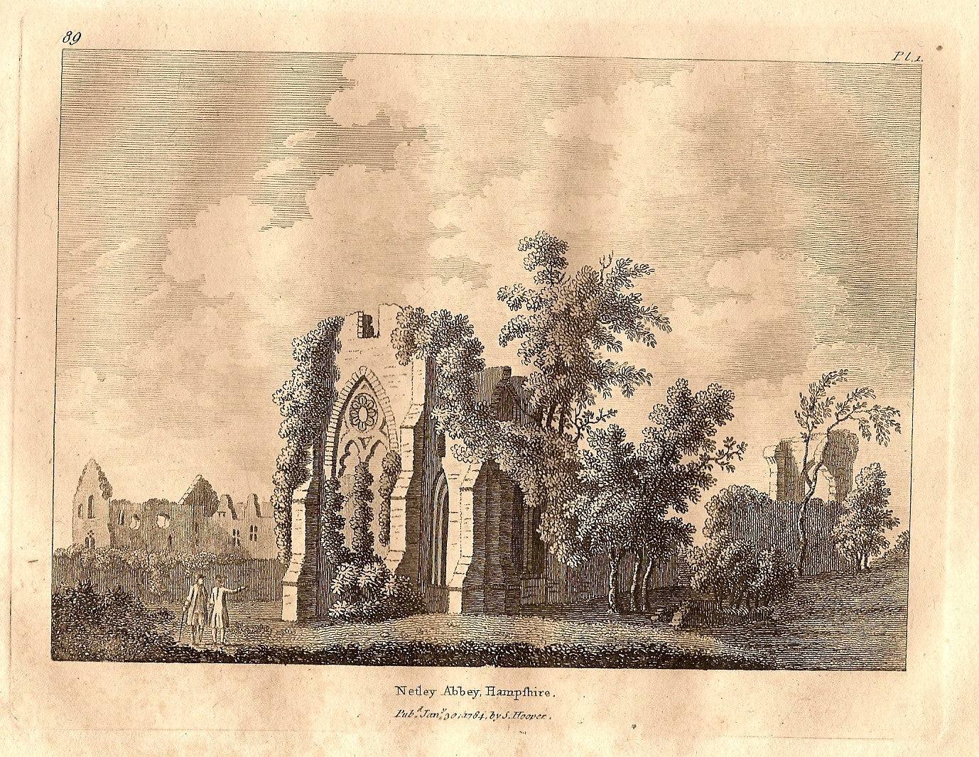 Netley Abbey Hampshire antique print