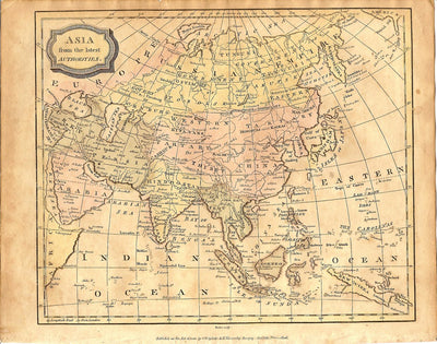 Asia guaranteed original antique map dated 1806