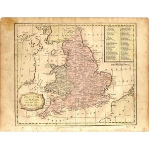England & Wales antique map 2