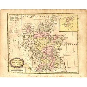 Scotland antique map dated 1806