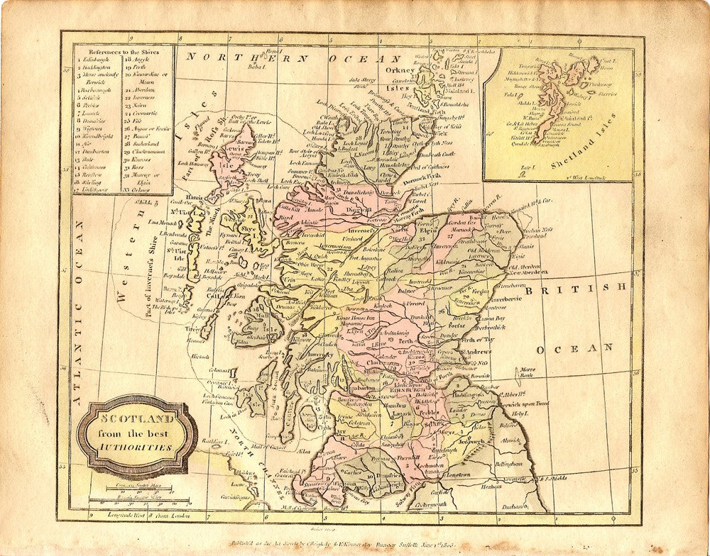 Scotland antique map dated 1806