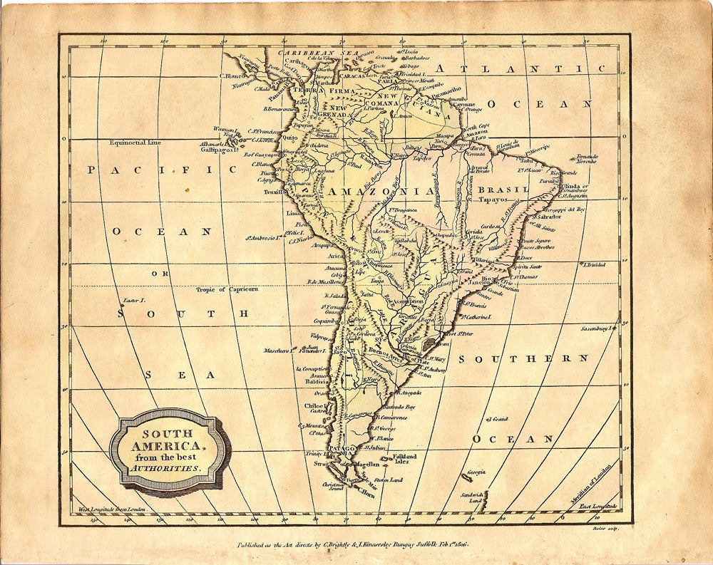 South America antique map