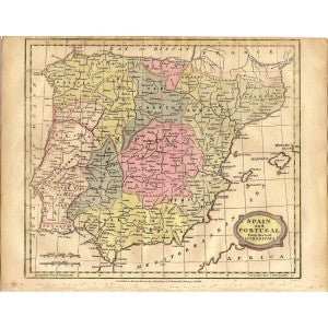 Spain & Portugal antique map