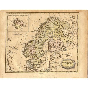 Scandinavia antique map dated 1807