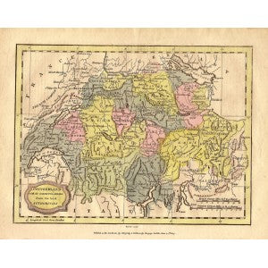 Switzerland antique map 1807