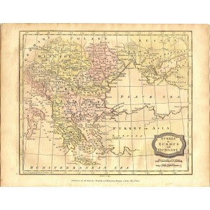 Turkey & Hungary antique map 1806