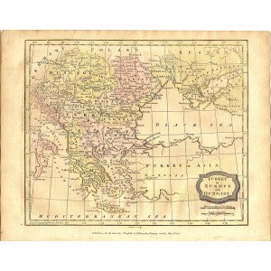 Turkey & Hungary antique map