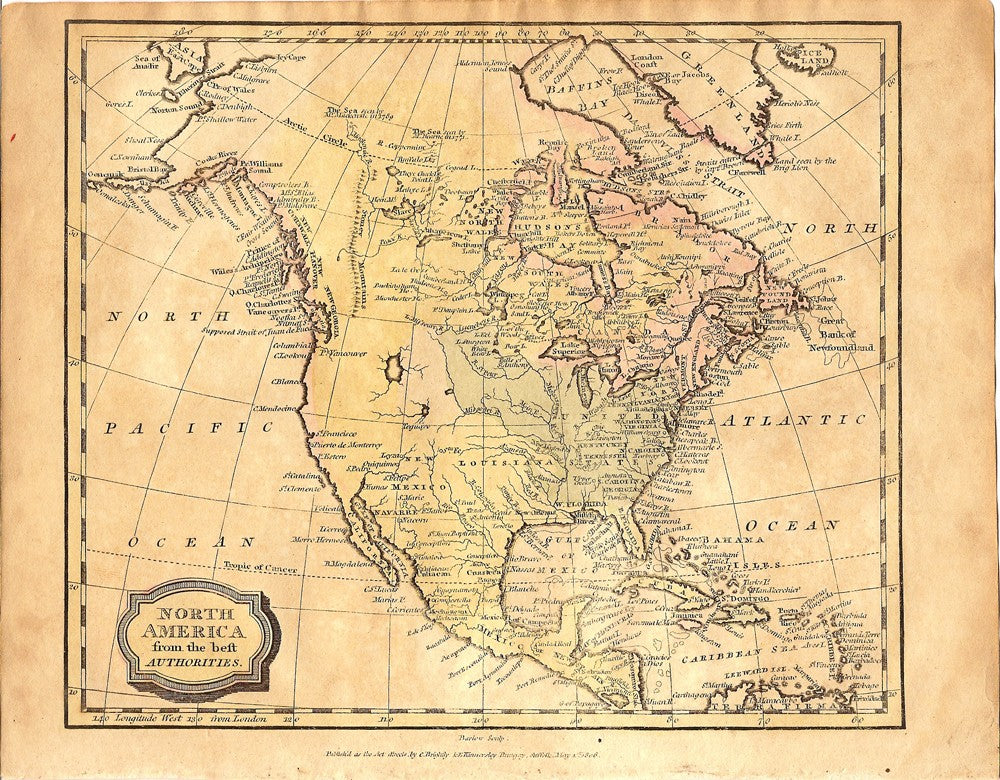 America (North) antique map