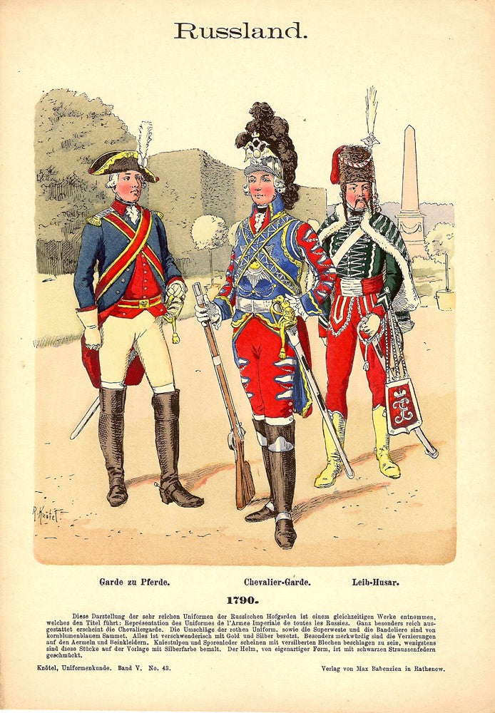 Russian Horse Guards Richard Knötel antique print published 1894