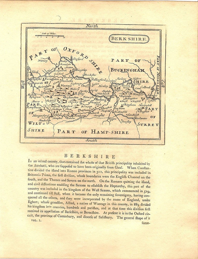Berkshire antique map from Grose's 'Antiquities ...' 1783