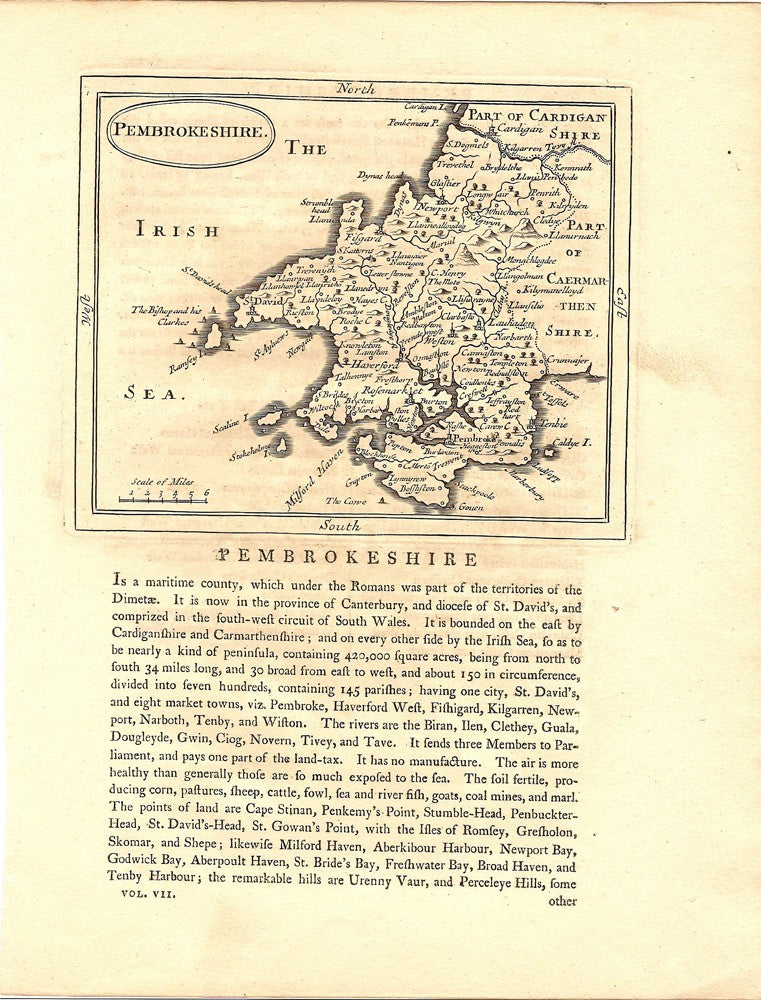 Pembrokeshire antique map 1783 2