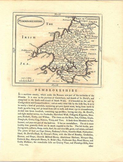 Pembrokeshire antique map 1783 2