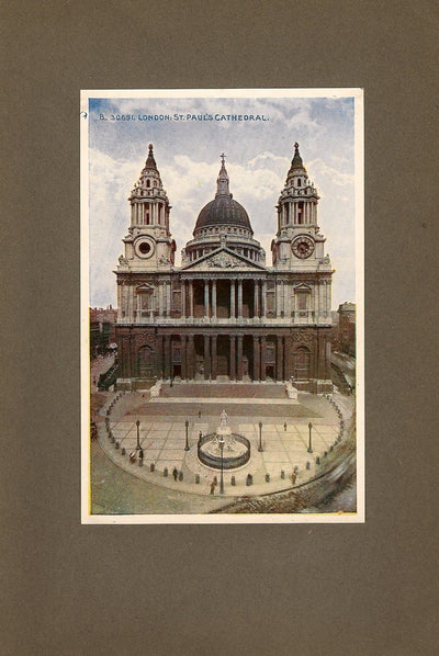 St Paul's Cathedral City of London antique print 1914