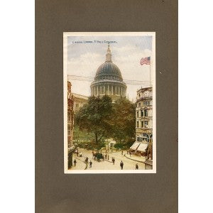 St Paul's Cathedral from Cheapside London antique print 1914