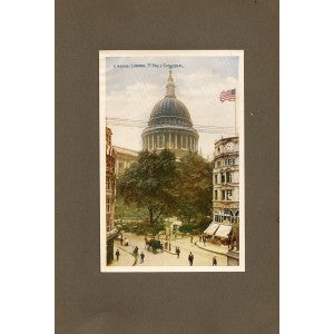 St Paul's Cathedral London antique print 1914