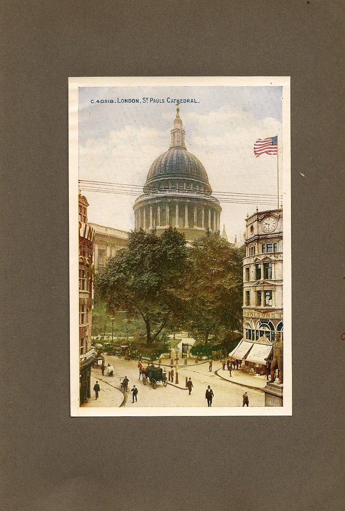 St Paul's Cathedral from Cheapside London antique print 1914