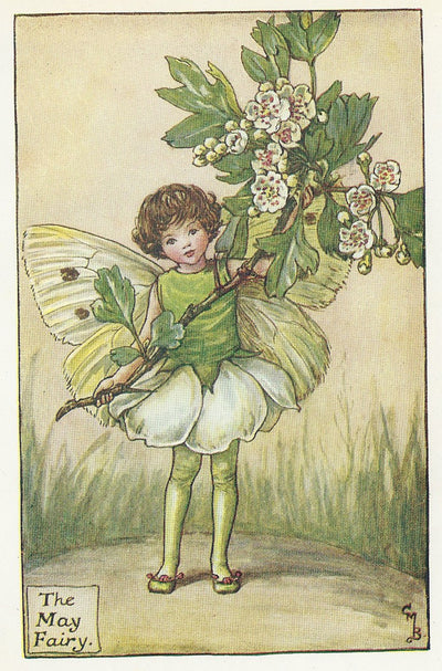 May Spring Flower Fairy guaranteed vintage print