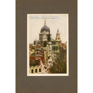 St Paul's Cathedral and Ludgate Hill London antique print 1914