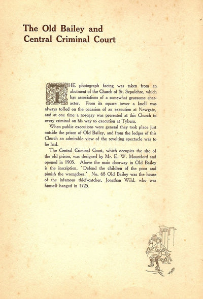 Old Bailey and the Central Criminal Court antique print 1914