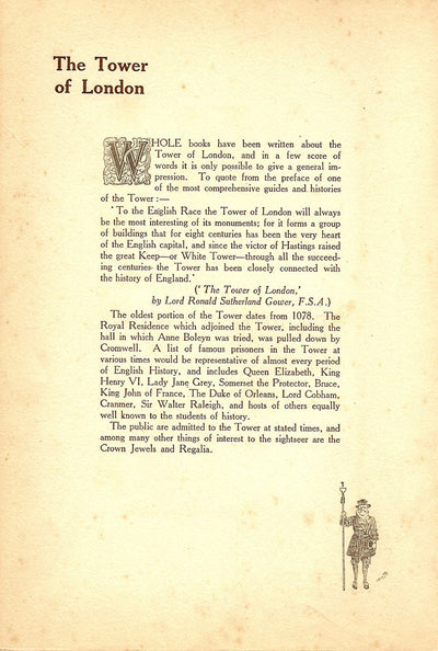 Tower of London antique print 1914