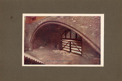 Tower of London Traitor's Gate antique print 1914