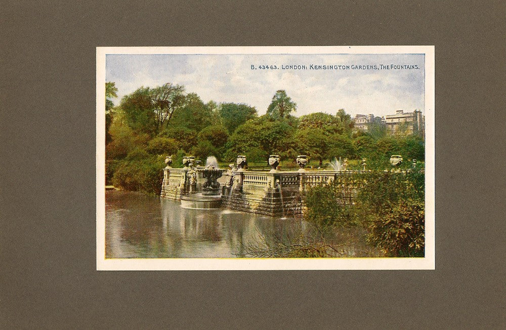 Kensington Gardens London antique print 1914