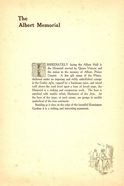 Albert Memorial  original antique print published 1914
